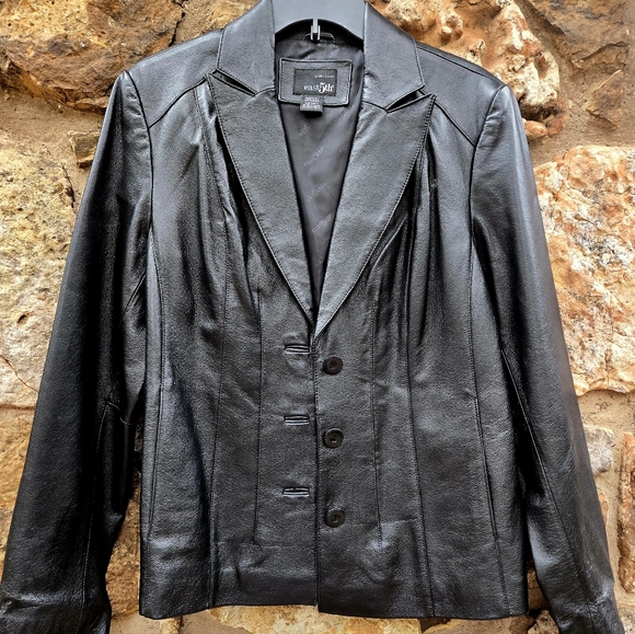 East 5th Black Soft Leather Blazer - Picture 1 of 5